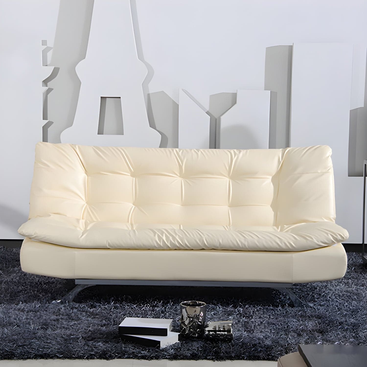 Armless Sofa Chaise Square Seating Settee for Living Room Bonus Room - image 4