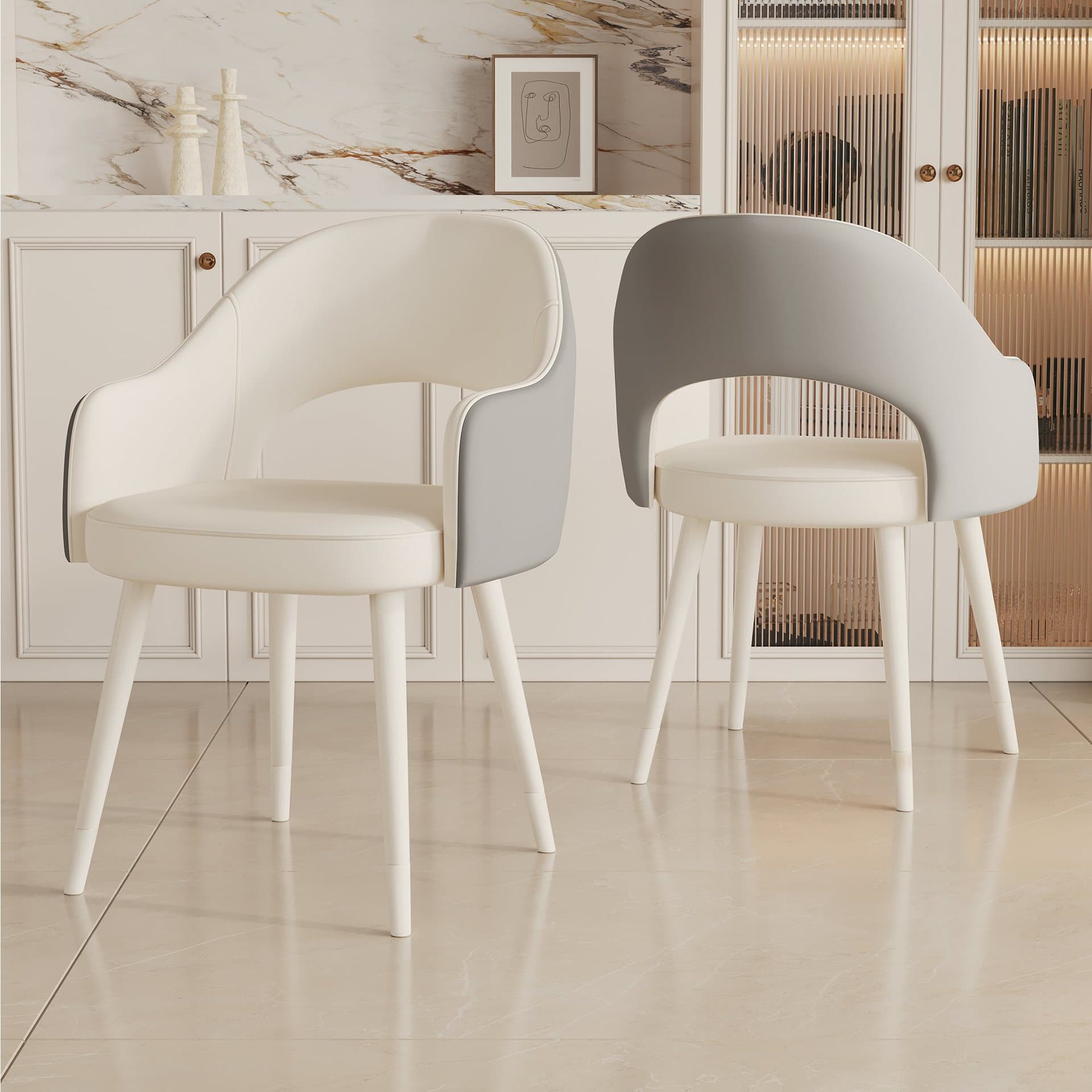 Modern Simple Style Arm Chair with Ventilated Back, Padded Upholstery, Arms, and Metal Legs - image 5