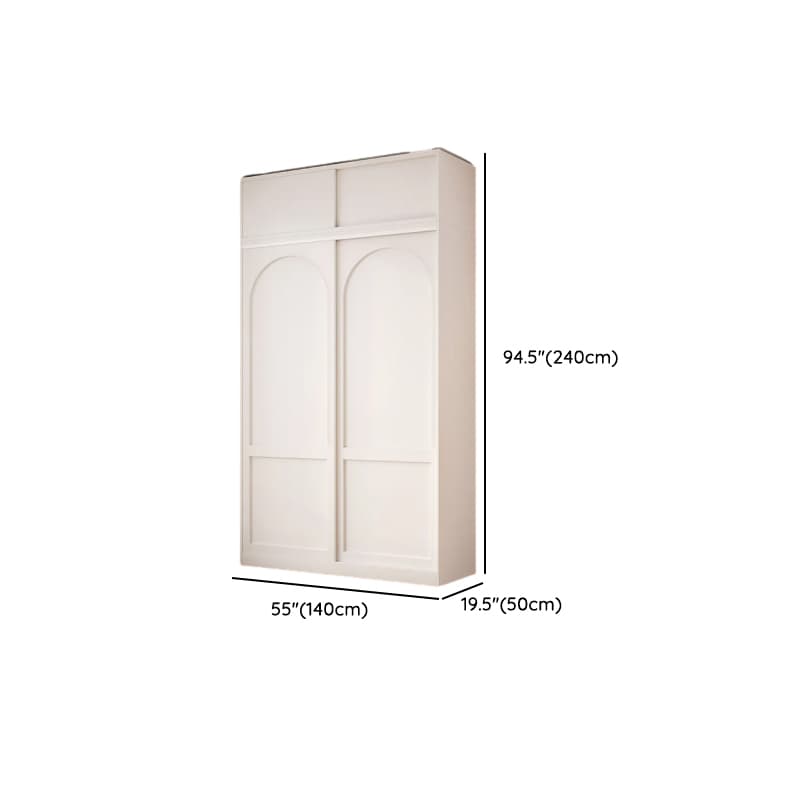 Contemporary White Engineered Wood Cabinet Armoire with Multiple Drawers, Interior Shelves, and Hanging Rod - image 17