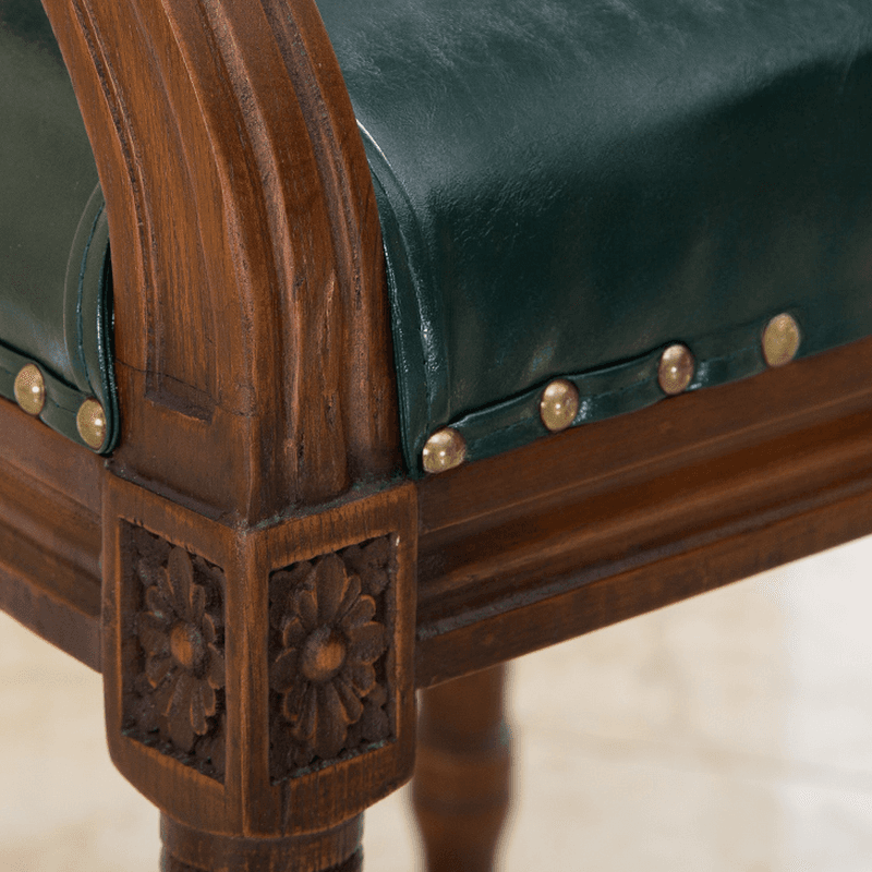 French Sturdy King Louis Back Upholstered Arm Chair/Side Chair with Nailhead Accent, Foot Pads and Weathered Wood Base - image 20
