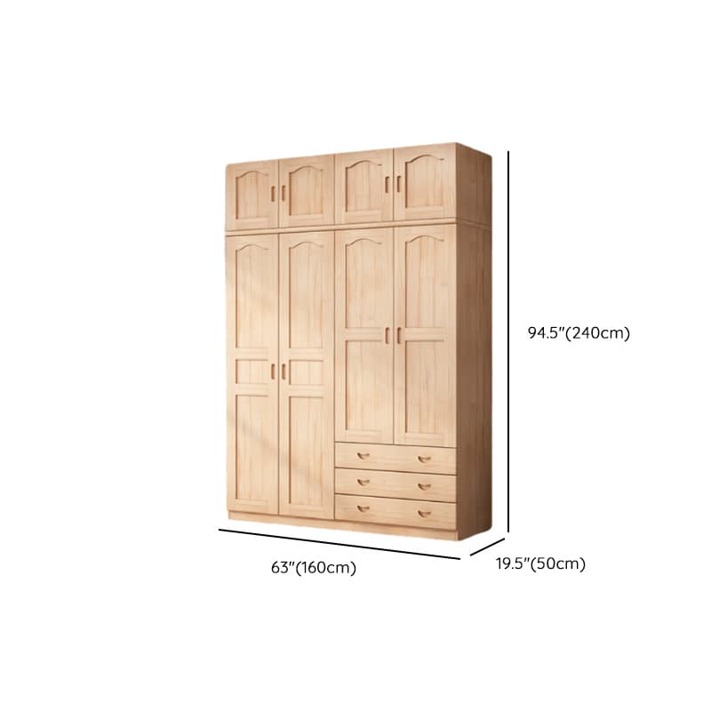 Modish Natural Color Reclaimed Wood Wardrobe Armoire with Soft Close Drawer, Soft Close Door - image 19