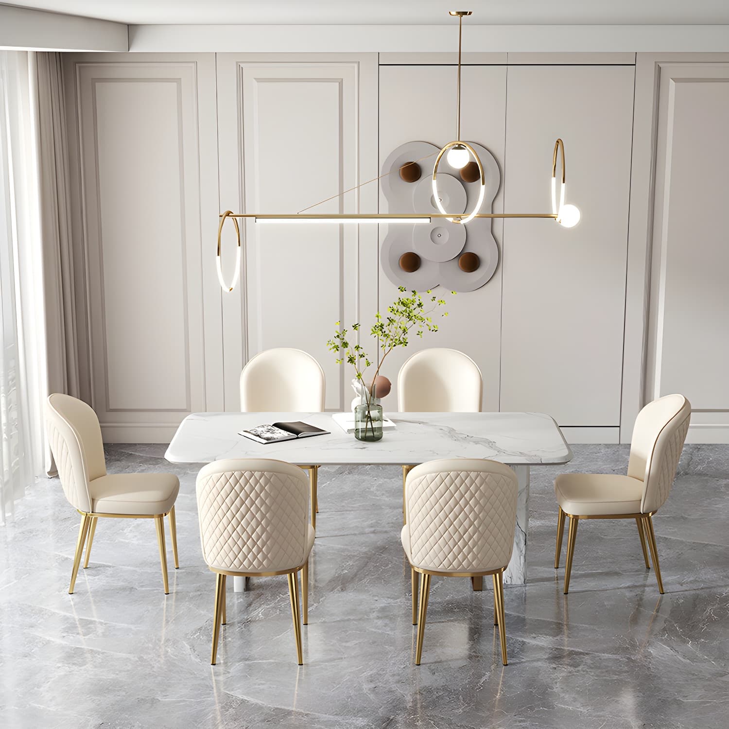 Glam Style Side Chair Leather Gold Frame Dining Chair for Home - image 18