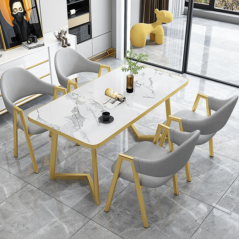 Luxurious Dining Table Set with Recycled Wood Top and Sleighing Base - image 7