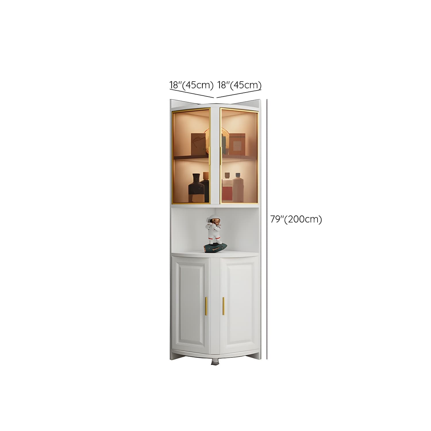 Modern White Corner Accent Cabinet with Glass Doors and Cabinets Included - image 10