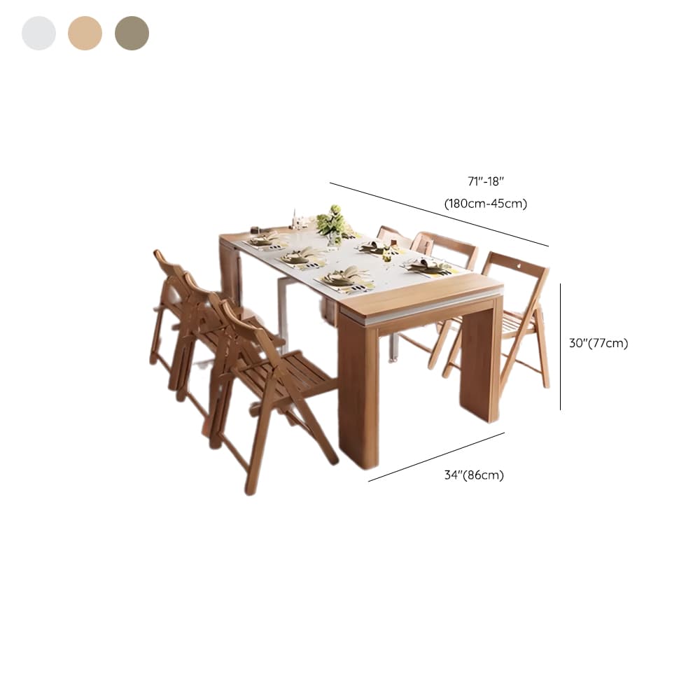 Trendy Rectangular Dining Table Set with Four Legs, Versatile 9-piece/7 Pieces/5 Piece Set, Chalk/Tan/Unfinished Colors - image 14