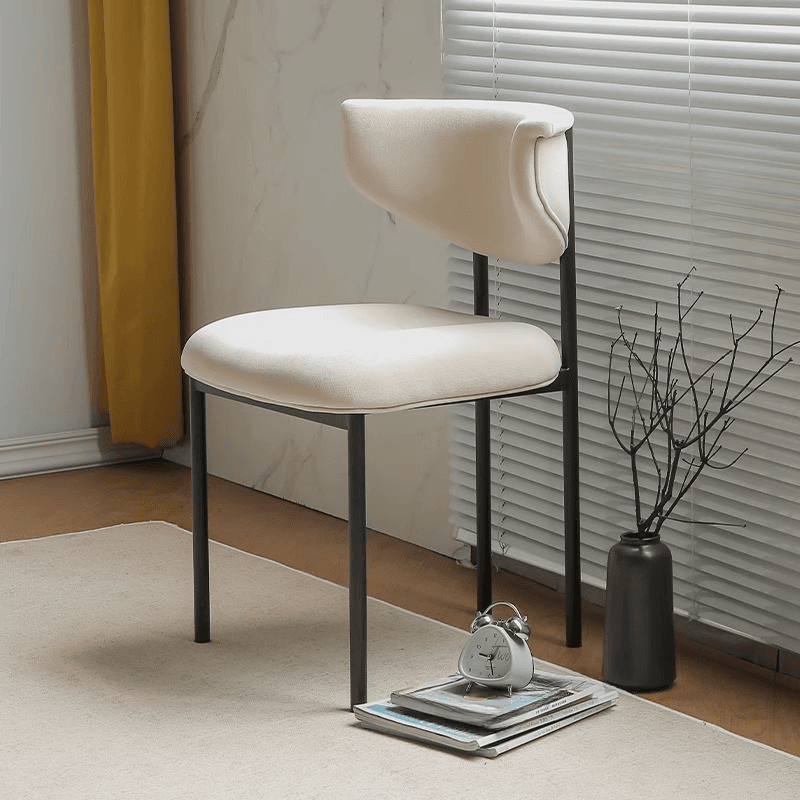Scandinavian Side Chair with Uncovered Back, Upholstered, Ink/Gilded Metal Legs