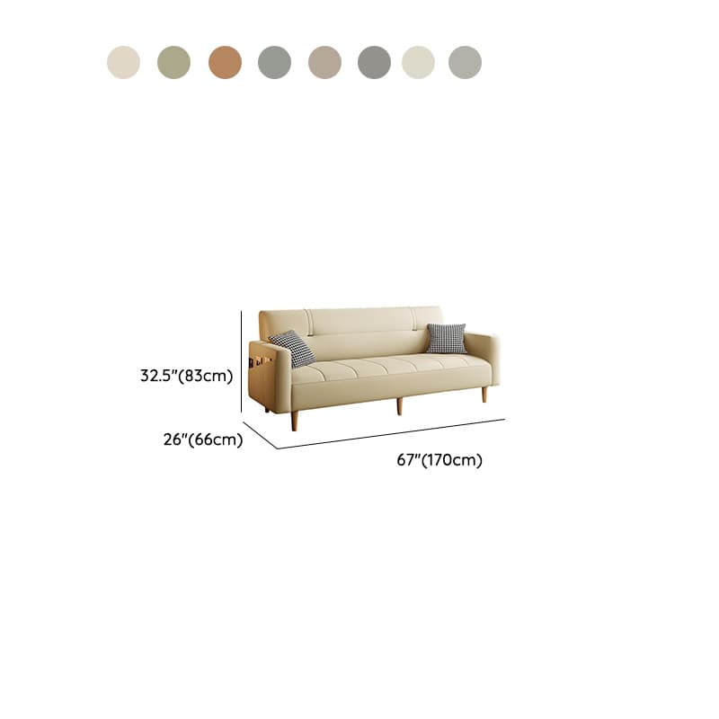 Trendy Solid Color Scratch-immune Convertible Sofa in Grey/Beige/Ecru with Arm, 4-seater/2 People/Seats 3, and 2 Pillows - image 21