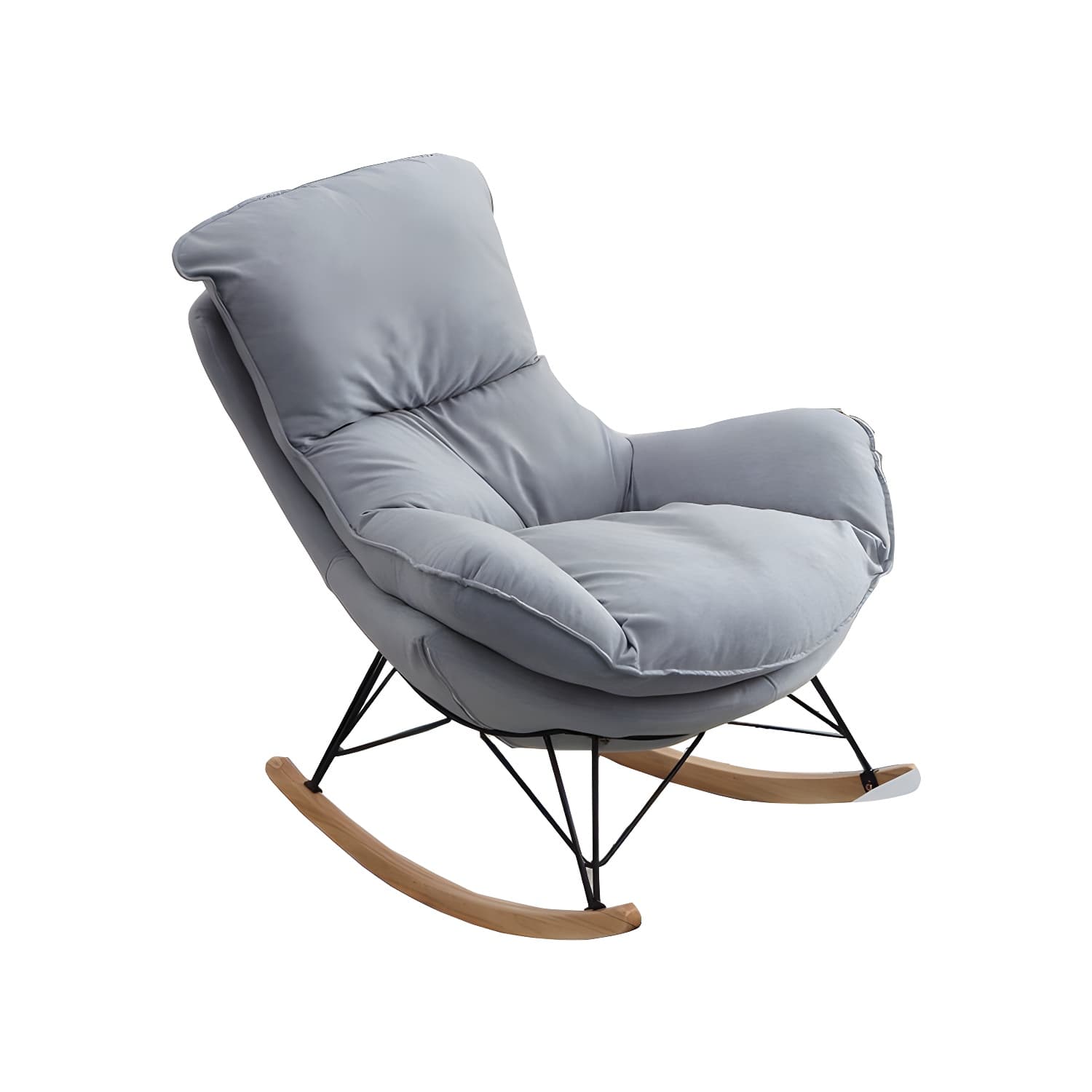 Contemporary Rocking Chair Cotton Upholstered Tufted Wing Chair Back Baby Rocking Chair - image 14