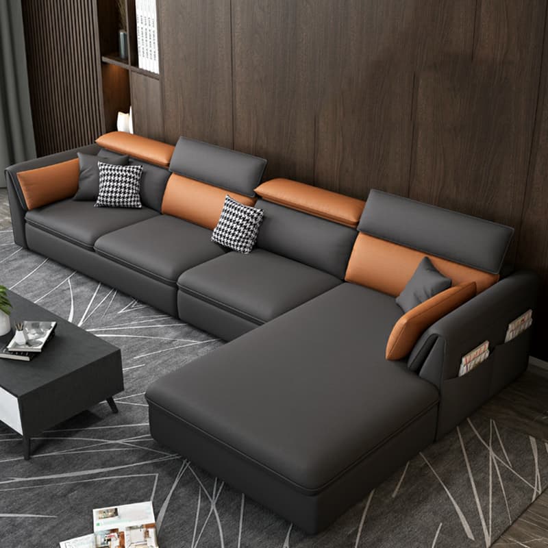 Gray Tech Cloth Large Over 109 in Pine Wood Non-Tufted Pocket Storage Gray Sectionals - image 14
