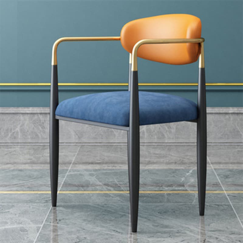 Faux Leather/Velour Upholstered Arm Chair with Arms and Black Legs in a Casual Style - image 5