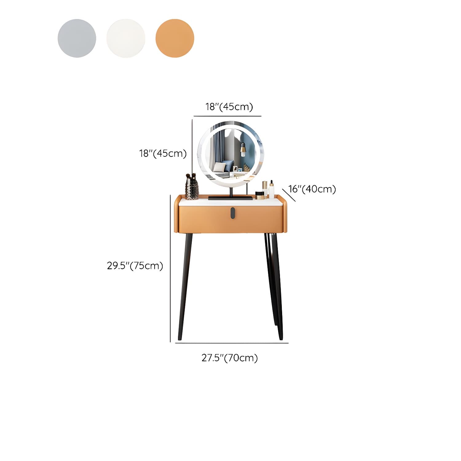 Contemporary Vanity Dressing Table Set with Mirror and Stool - image 17