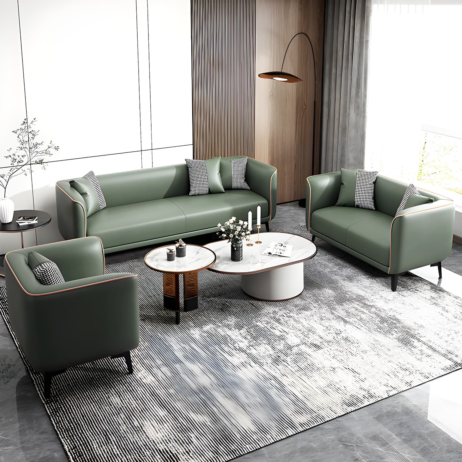 Modern Square Arm Standard Sofa Metal Legs Settee for Living Room - image 14