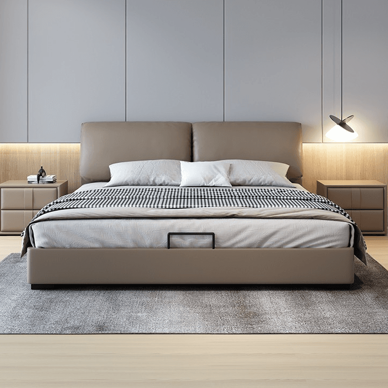 Storage Included Panel Bed with 3 Storage Boxes, Pine Wood Frame, and Sponge Upholstery