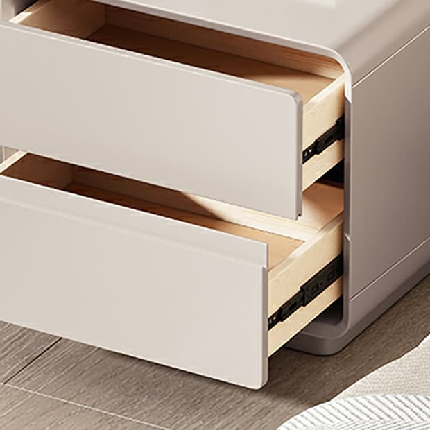 Modern Solid Wood Frame Nightstand with Silent Slide Drawers for Bedroom - image 11