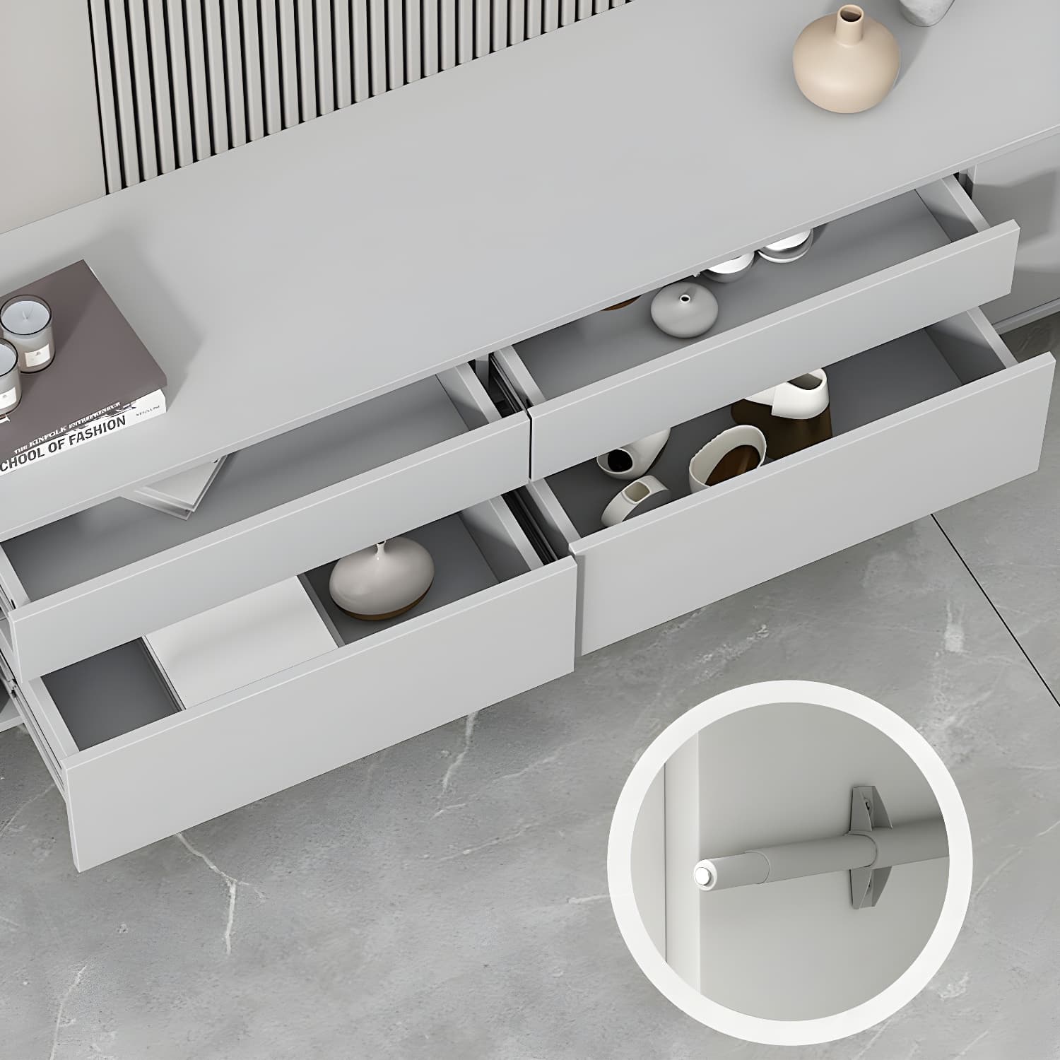 Industrial Enclosed Storage TV Stand Wooden Rectangle TV Cabinet with Splayed Legs - image 12