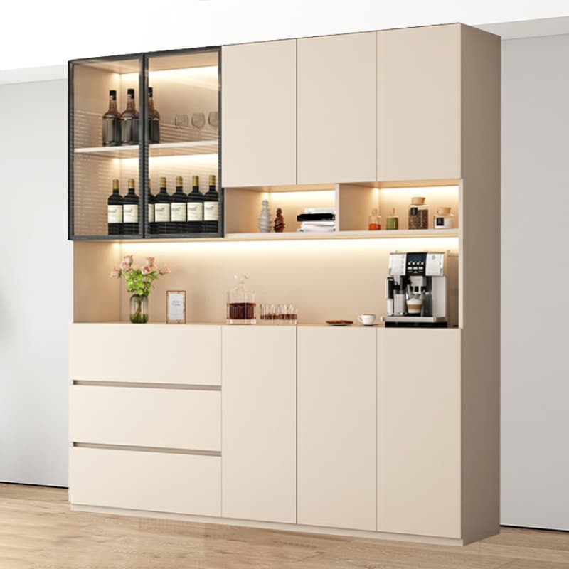 Off-White Contemporary Wood Buffet Sideboard with Cabinets and Shelves - image 15