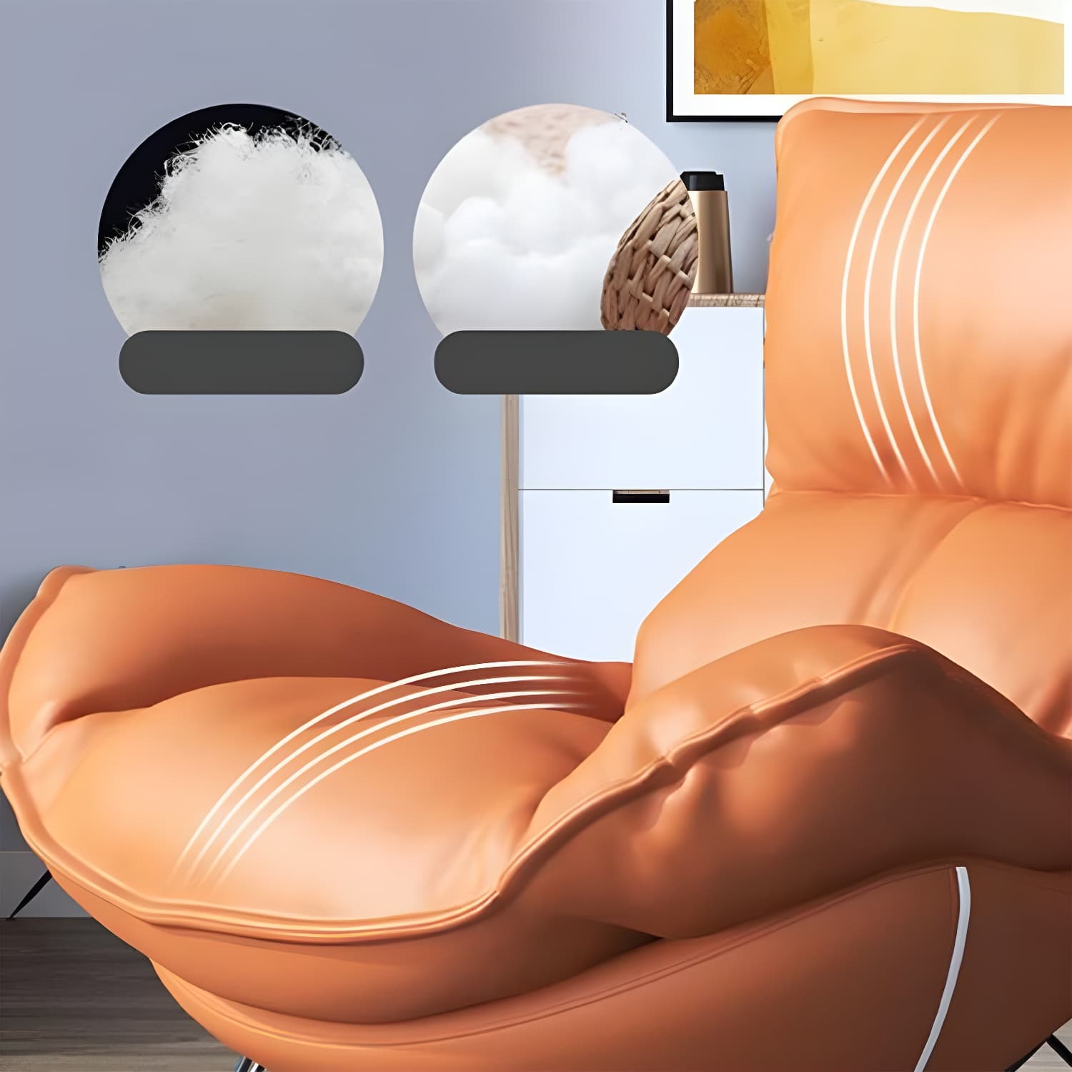 Contemporary Rocking Accent Chair Antique Finish Rocking Chair with Ottoman - image 21