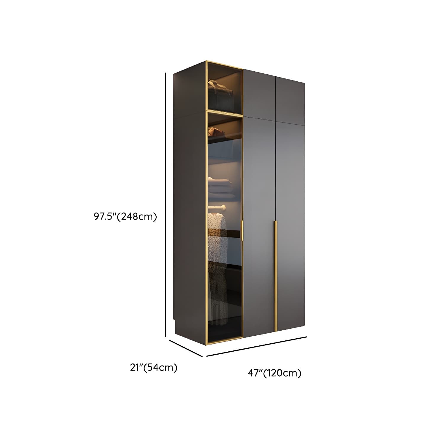 Modern Grey Wood Wardrobe Armoire with Drawers & Adjustable Shelves - image 20