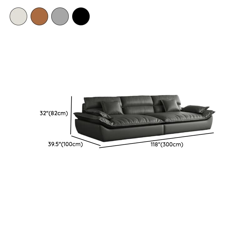 Contemporary Scratch-tolerant Solid Color Standard Sofa in Dark Gray/White/Light Blue, Seats 5 with 2 Pillows - image 17