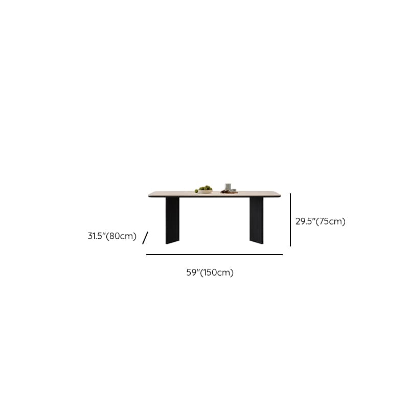 Minimalist Dining Table Set with Two-sided Pedestal, Fixed Table, Padded Chair with Back, and White Table Top - image 12
