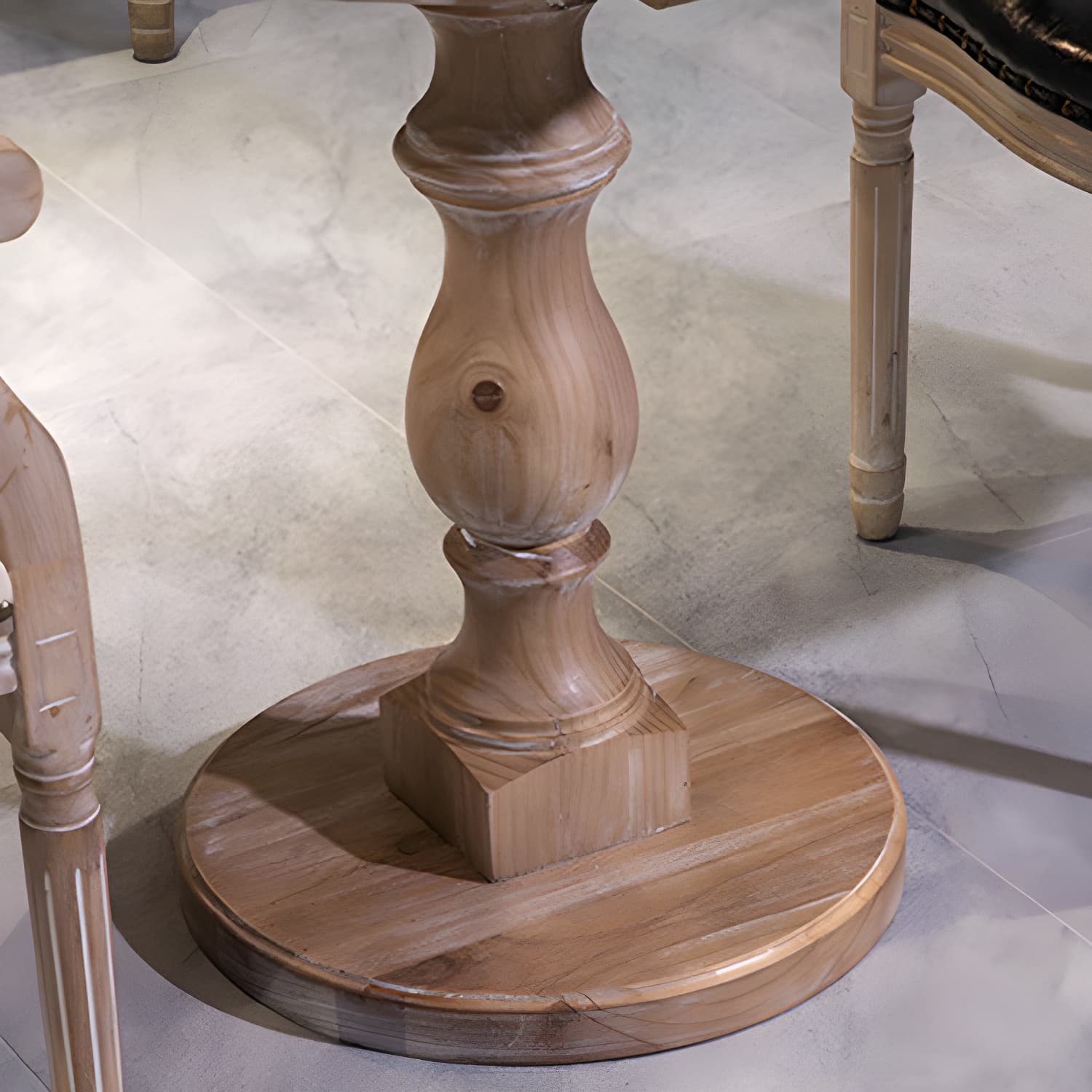 Brown Round Dining Table Modern Pine Solid Wood Pedestal Table - image 7