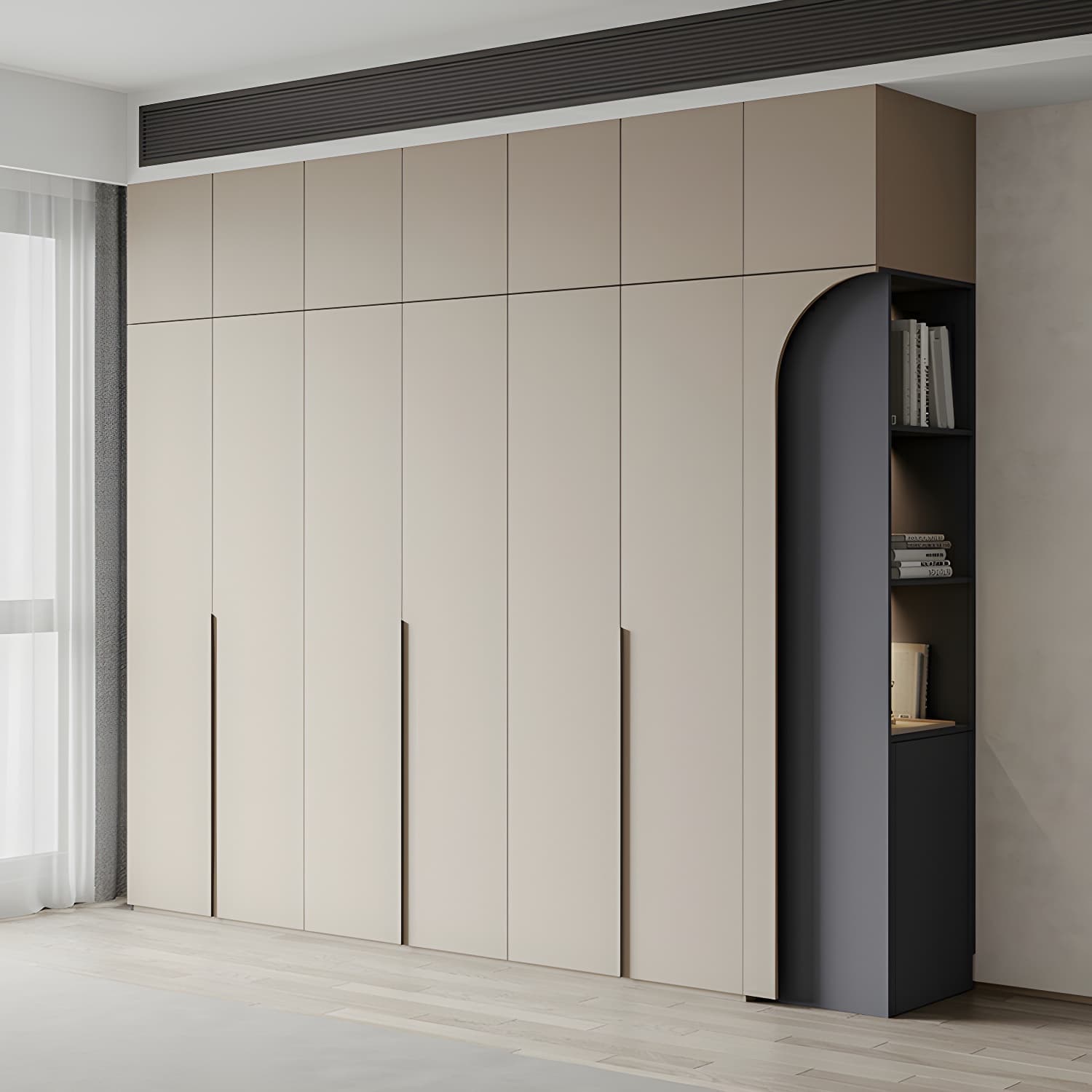 Modern Grey Wood Armoire with Solid Construction and Limited Warranty