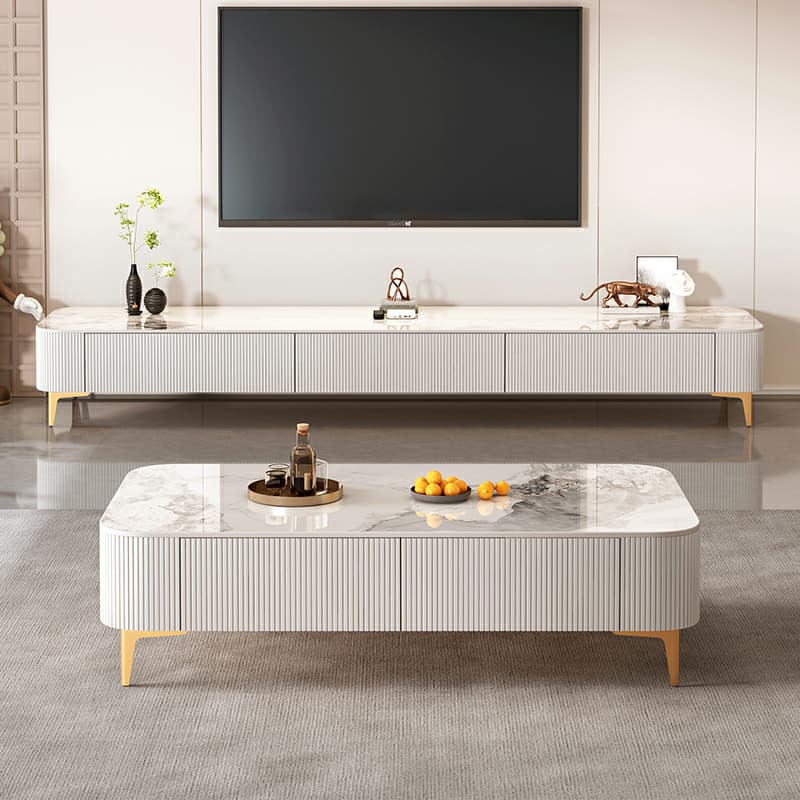 Mission Style Single Oblong Stone Coffee Table with 4 Legs for Home - image 4