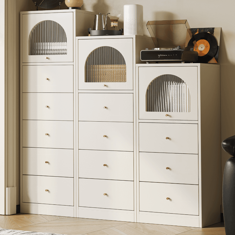 Casual Style Combo Dresser with Shelves for Sleeping Quarters