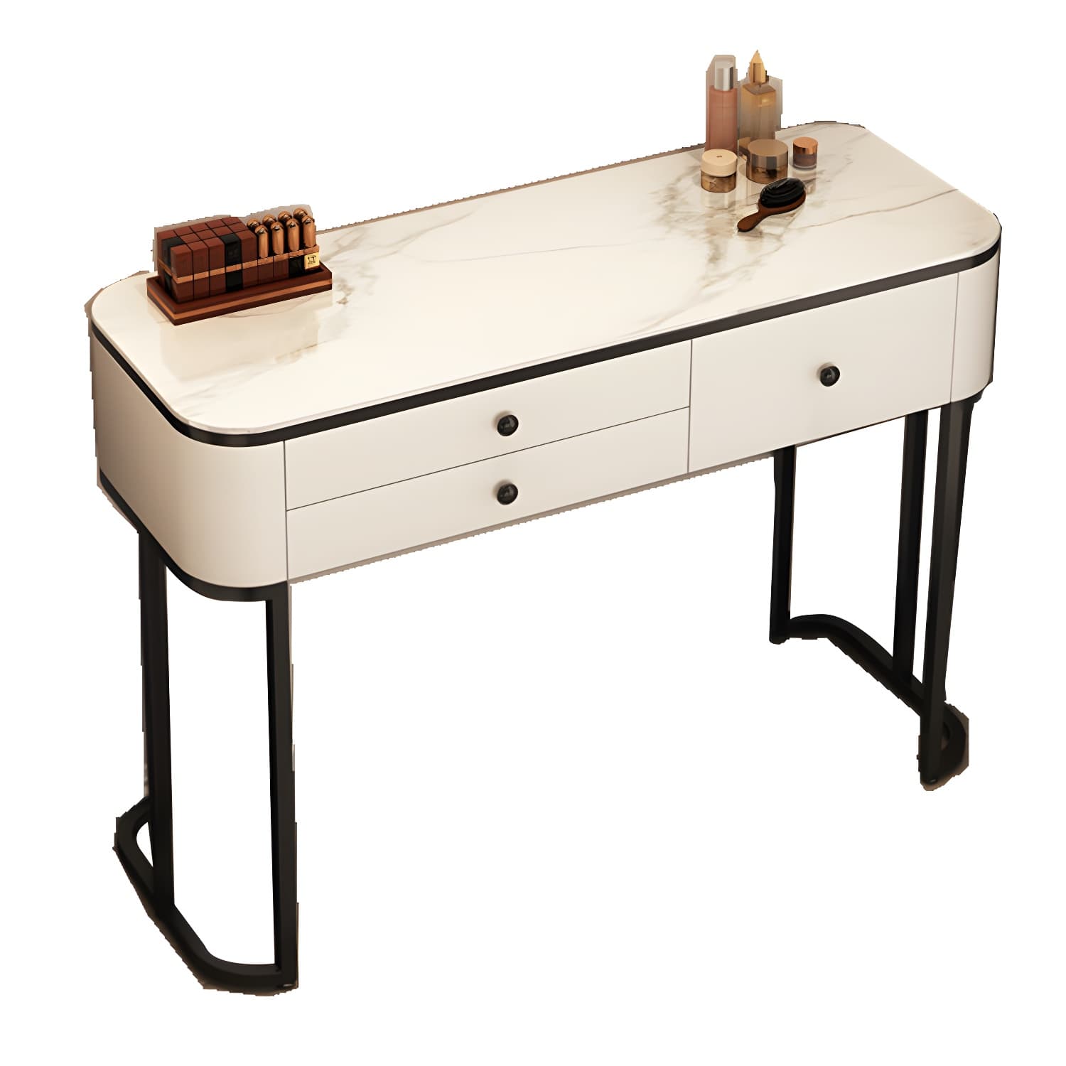 Contemporary Marble and Wood Vanity Table and Stool Set Glam Vanity Dressing Table - image 7