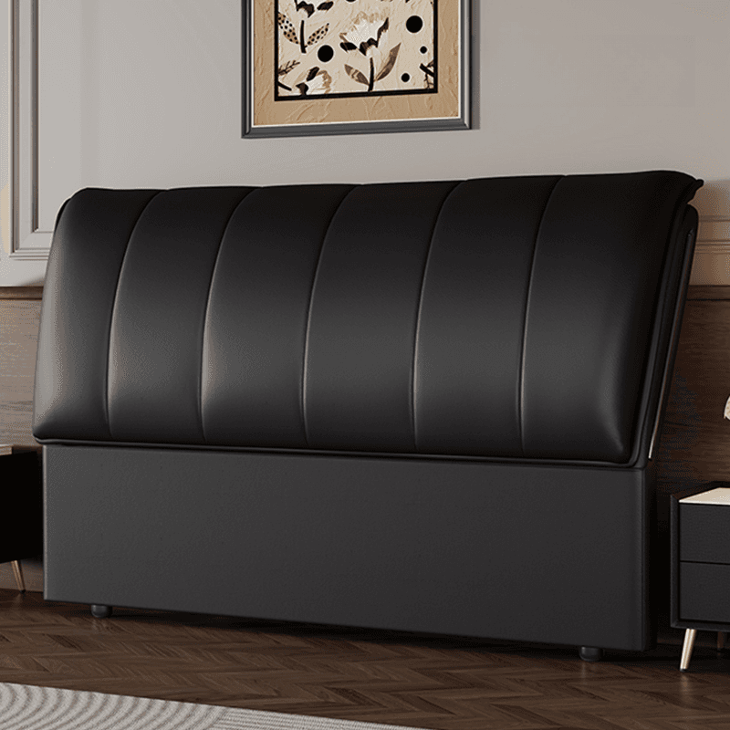 Trendy Panel Headboard in Natural Wood with No Distressing, Rectangle Shape for Queen/Full Bed, Featuring Sponge Upholstery and Standard Height