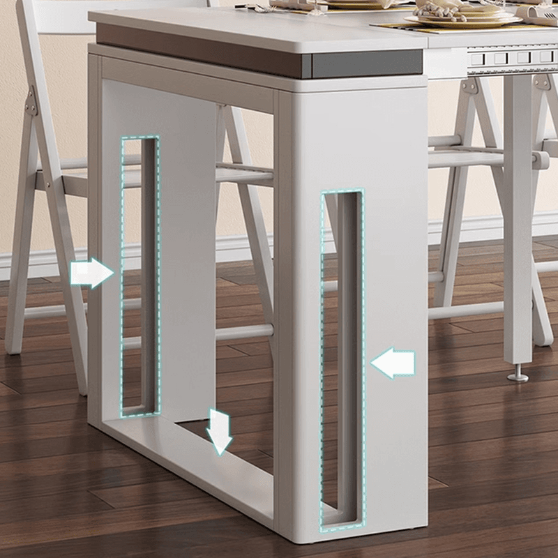 Trendy Rectangular Dining Table Set with Four Legs, Versatile 9-piece/7 Pieces/5 Piece Set, Chalk/Tan/Unfinished Colors - image 9