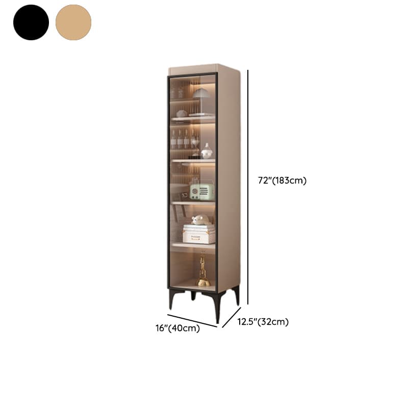 Simple Rectangular Standalone Accent Cabinet with Closet, Laminate Countertop, Glazed Door, and Sand Top - image 12