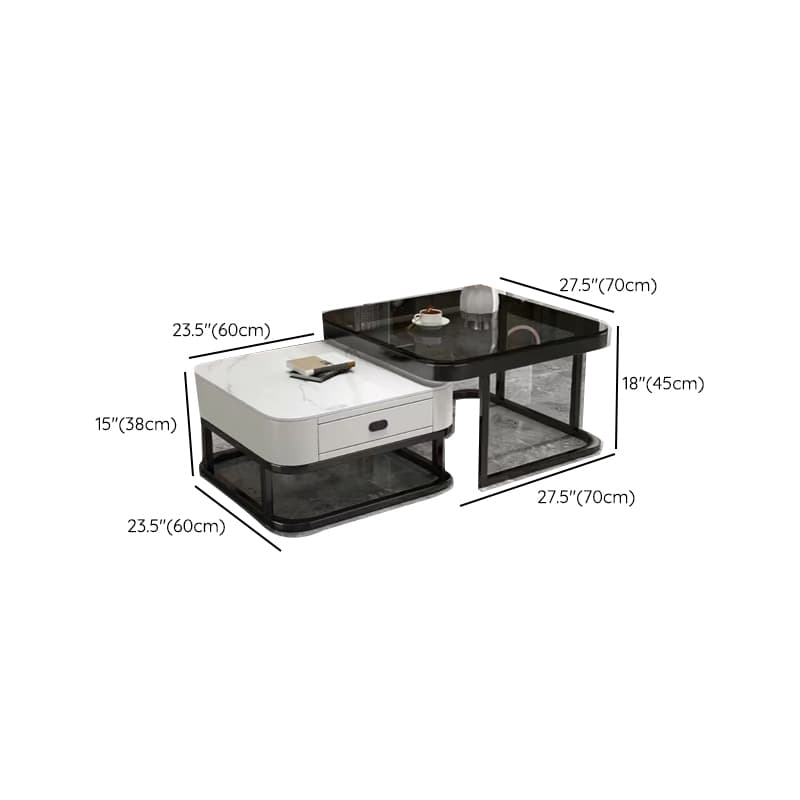 Foyer Use Glam Style Square Structure Double Nesting Coffee Table - image 13