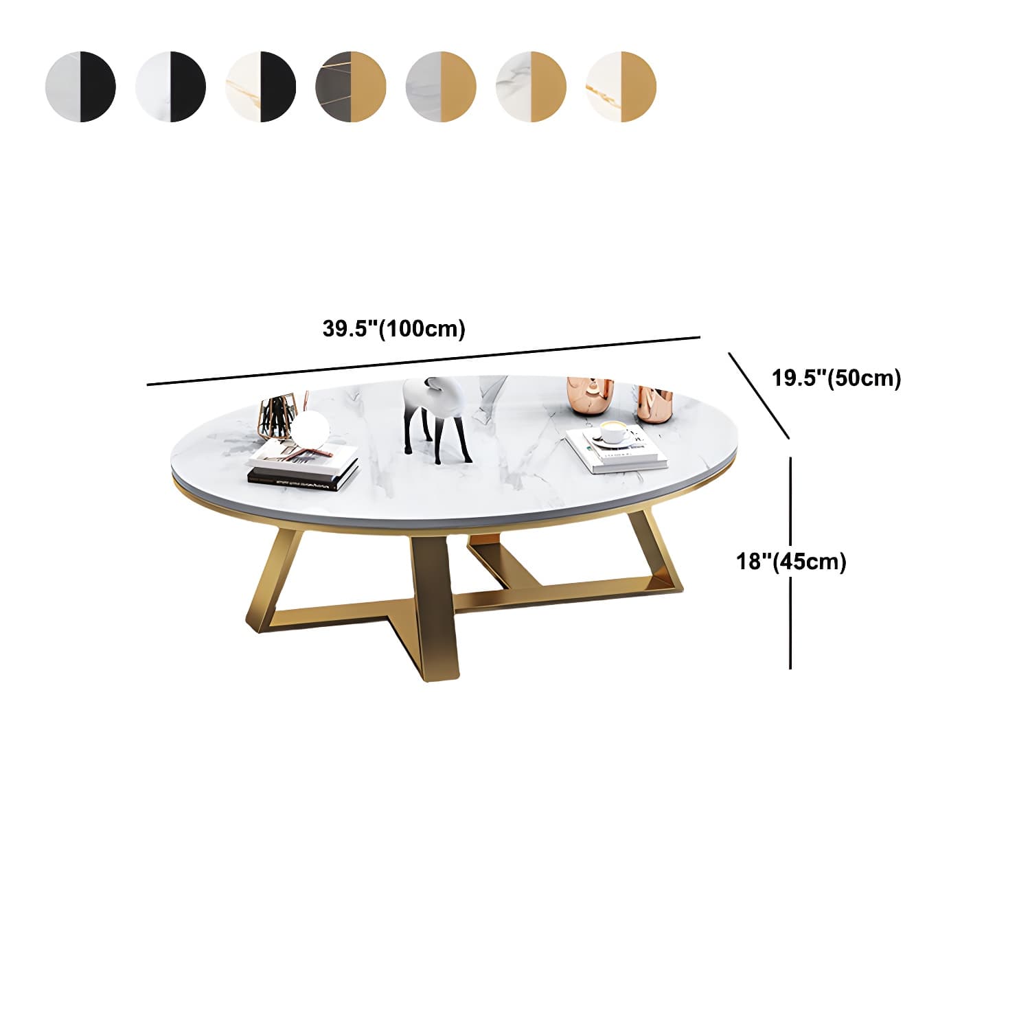 Slate Oval Coffee Table Minimalist Coffee Table for Living Room - image 14
