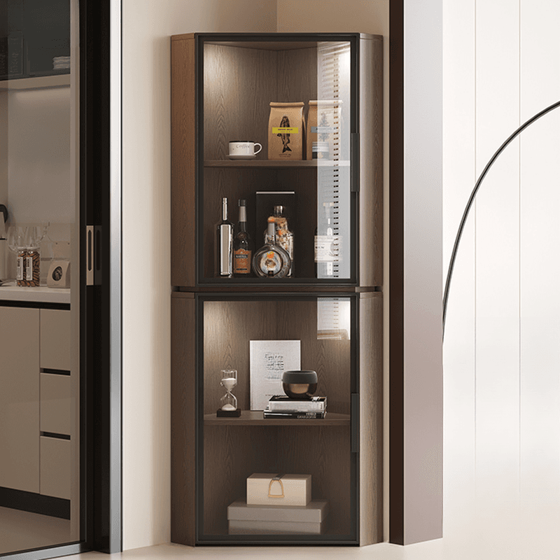 Nook Detached Accent Cabinet with Damp-proof and Scratch-immune Features, Glazed Door, Grip Bars, and Midnight Black/Chalk/Sepia Top