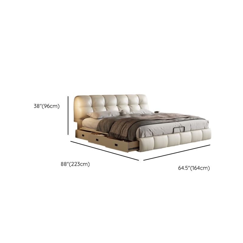 Beige Solid Color Storage Bed with 3 Storage Boxes, Pine Wood Frame, and Button-tufted Design for Living Room - image 15
