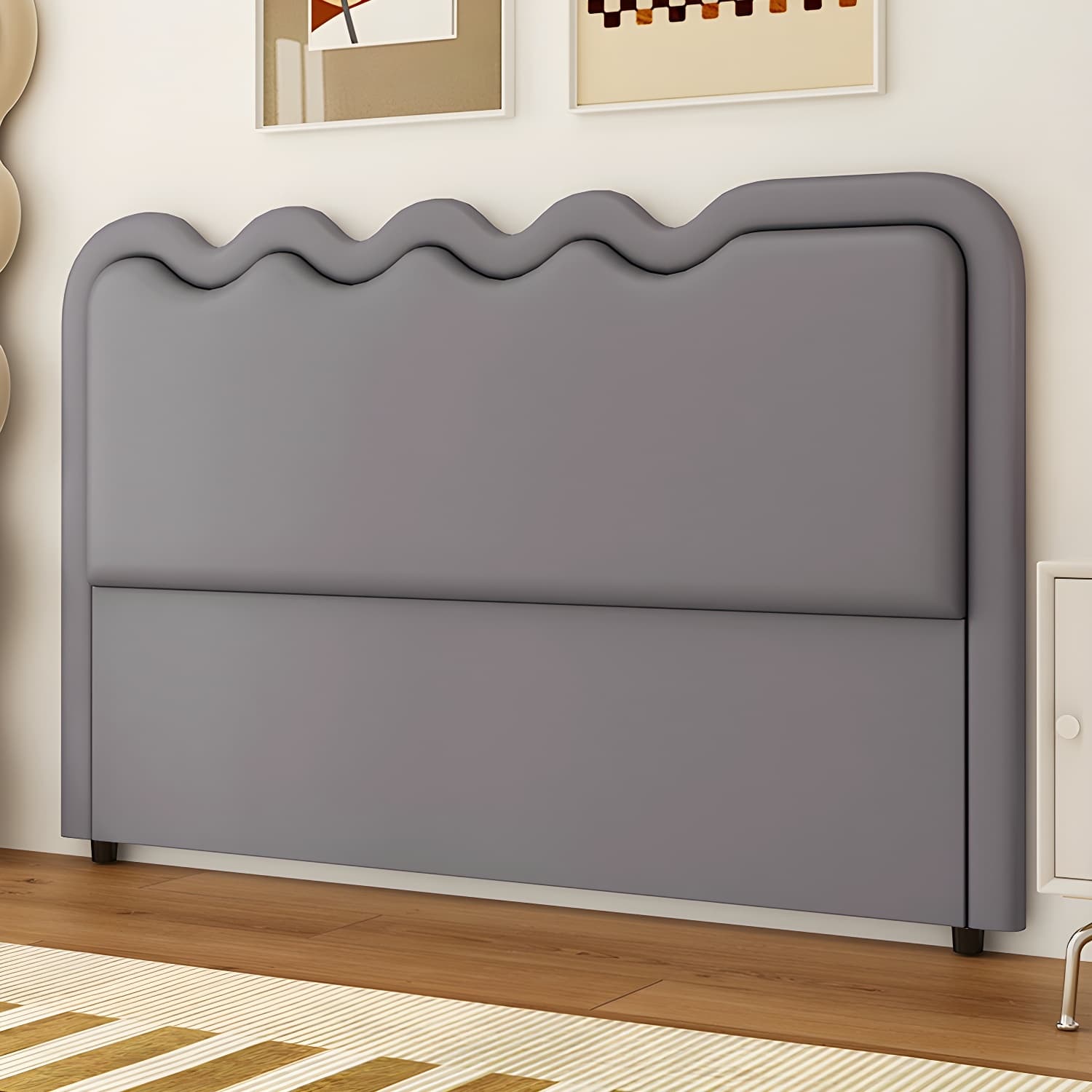 Modern Upholstered Panel Headboard with Leather Upholstery and Rectangular Shape - image 4