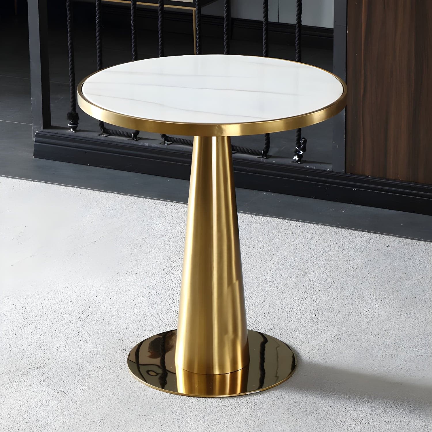 Metal Traditional Luxury Round Table Marble Top Indoor Table with Pedestal - image 4
