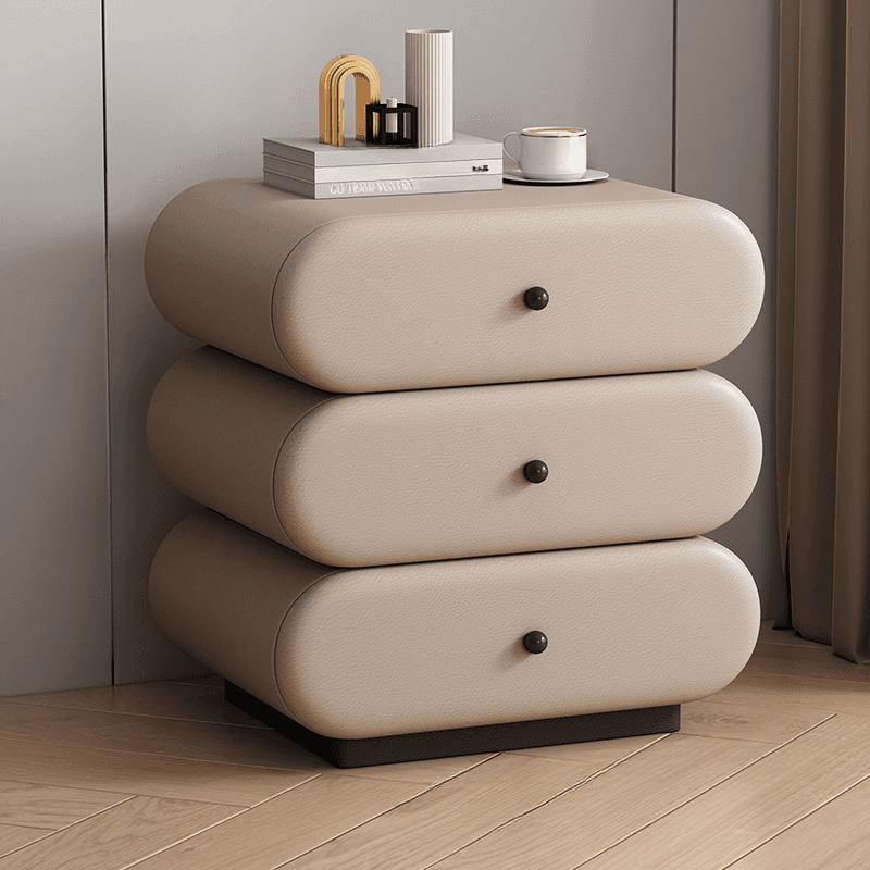 Old School 3-Tier Pleather Countertop Drawer Storage Nightstand - image 5