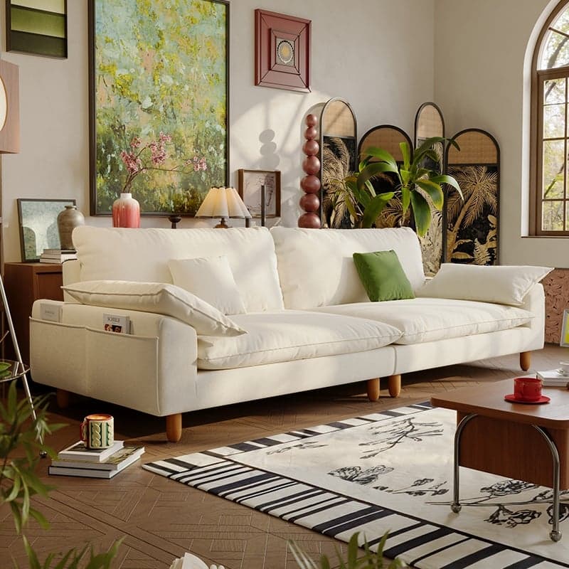 Gray/Sage/Amber Color Standard Sofa with Armrest and 4 Pillows for Drawing Room - image 10