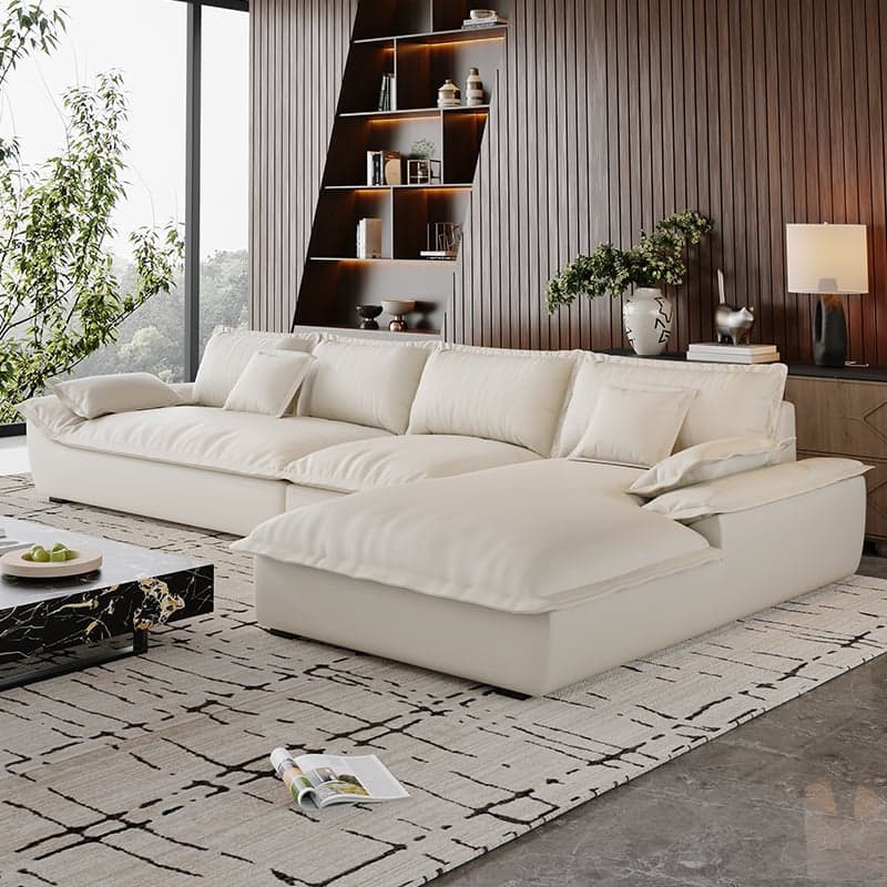 L-Shape Sofa Chaise with Dark/Cream/Cocoa Upholstery and Cotton Seat Fill - image 5