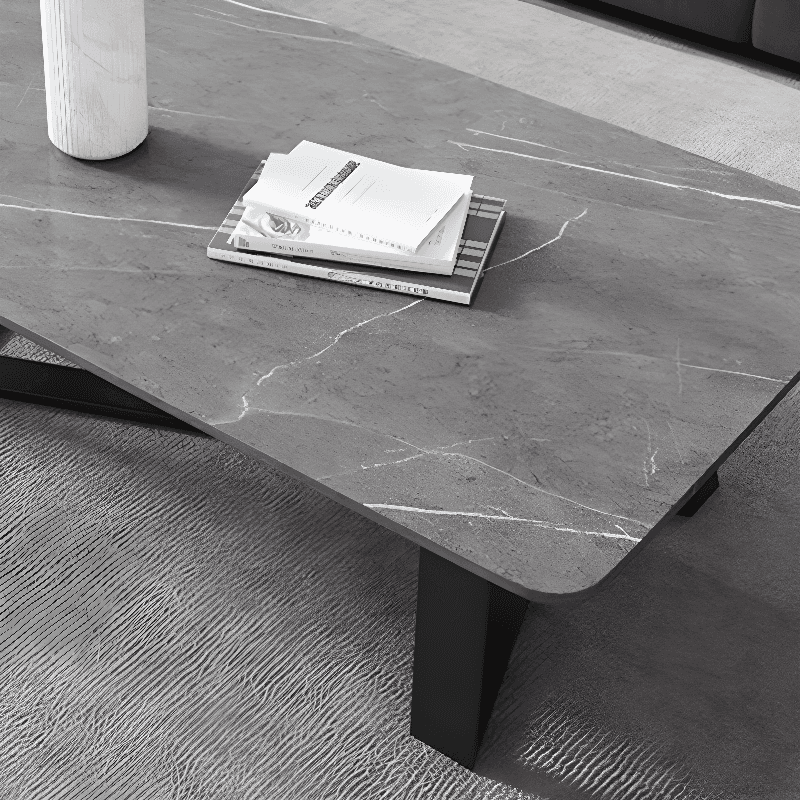 Funky Square Sintered Stone Coffee Table with X Base, Scratch-immune, and Single Set - image 8