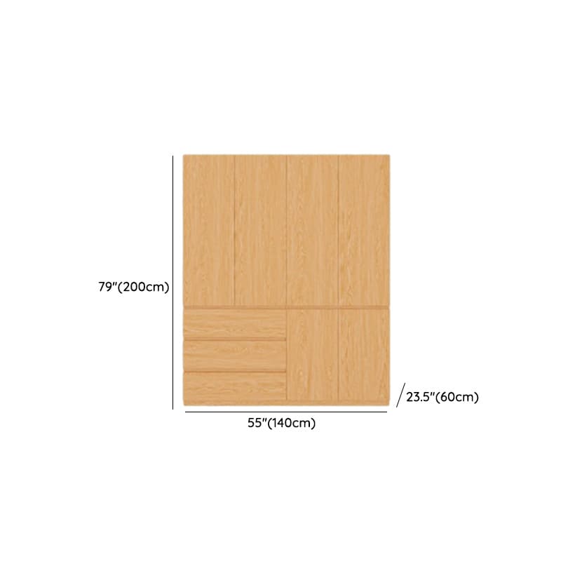 Casual Natural Finish Wood Wardrobe Closet with Soft Close Drawer, Door, Interior Shelves, and Hanging Rod - image 6