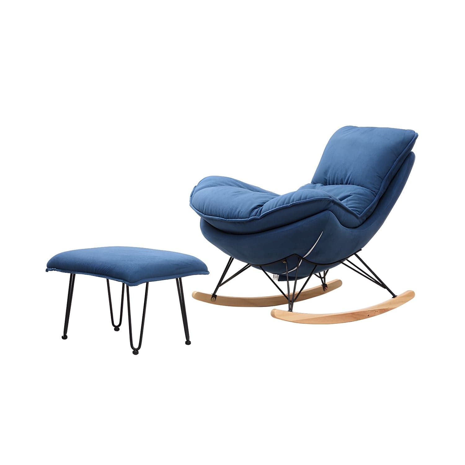 Modern Style Rocker Chair Metal Frame Spindle Cushions Rocker Chair with Ottoman - image 12