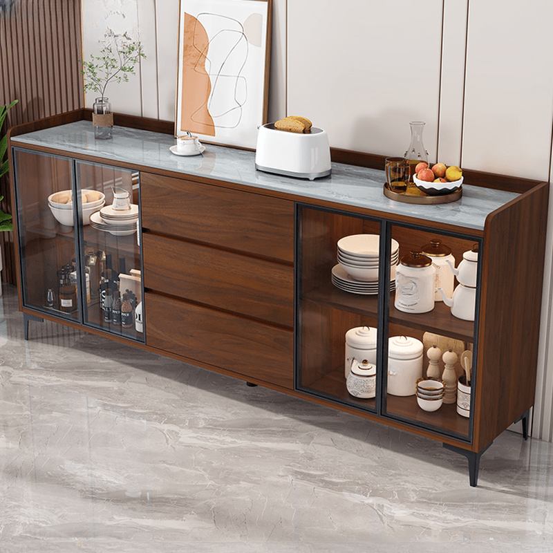 Standard/Narrow/Wide Oven Cabinet with 3 Drawers, Cupboard, Cabinets Storage, Sintered Stone Countertop, Glass-panel Door, and Flexible Shelf - image 6