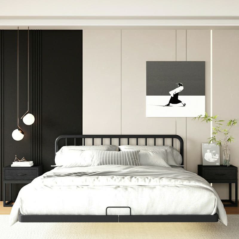 Modern Iron Open-Frame Bed with Solid Color, Metal Slats, and Legs Included - image 3