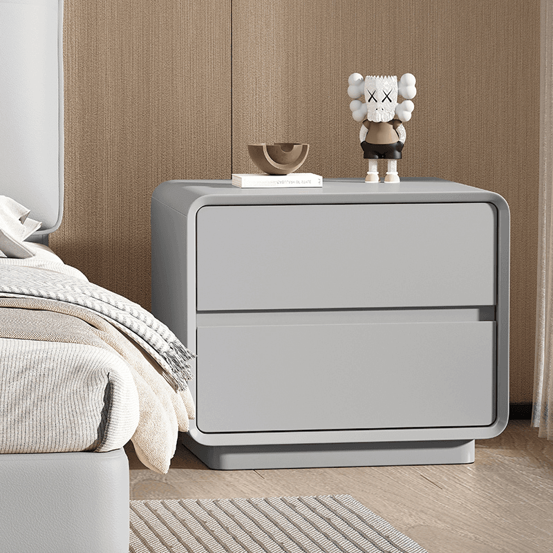 Modish Drawer Storage Bedside Table with 2 Drawers and Laminate Countertop