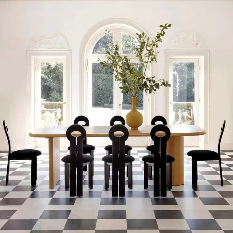 Rectangular Pine Scandinavian Dining Table with Double Pedestal Base - image 7