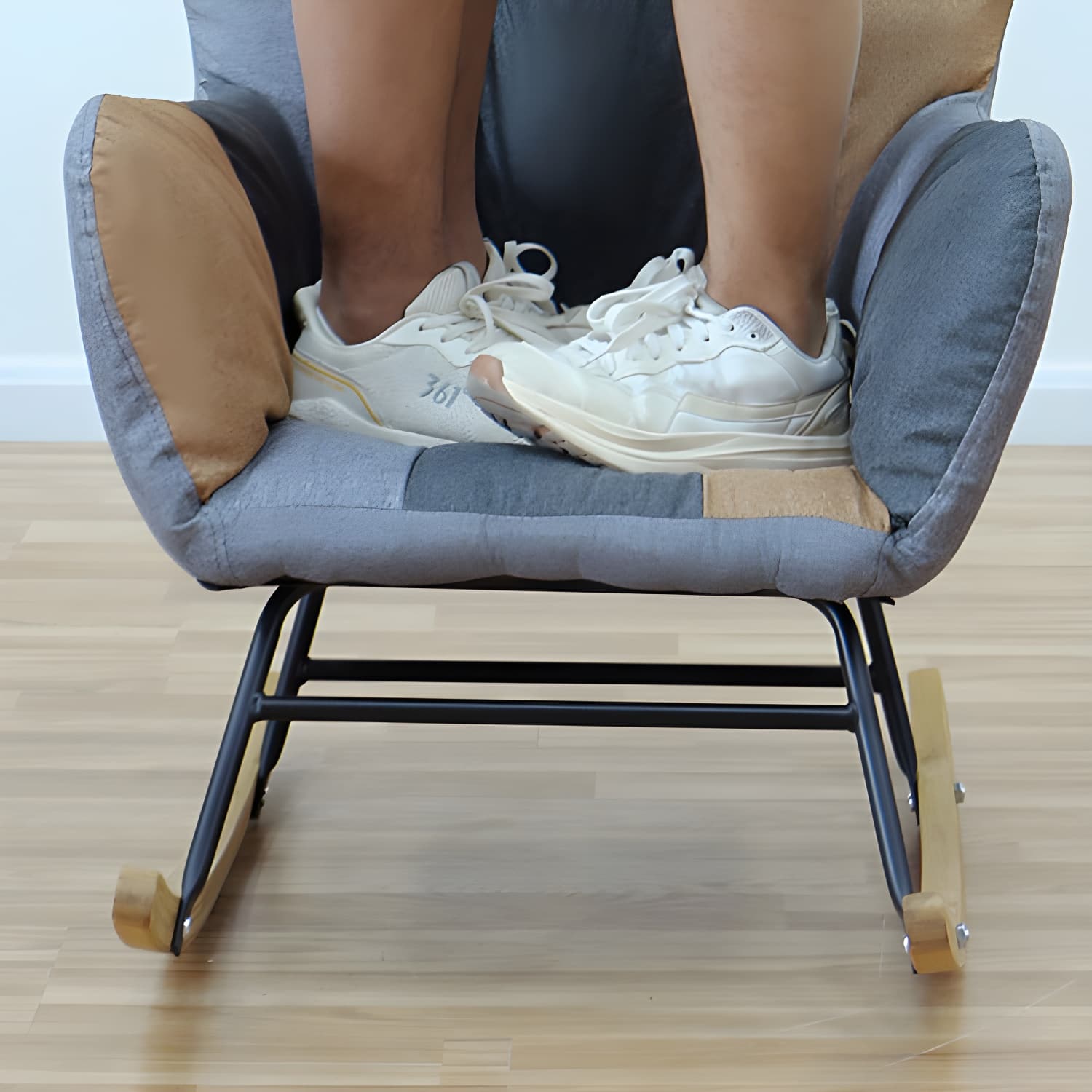 Modern Upholstered Rocking Chair for Comfort and Style - Brown Metal Legs and Track Arms - image 18