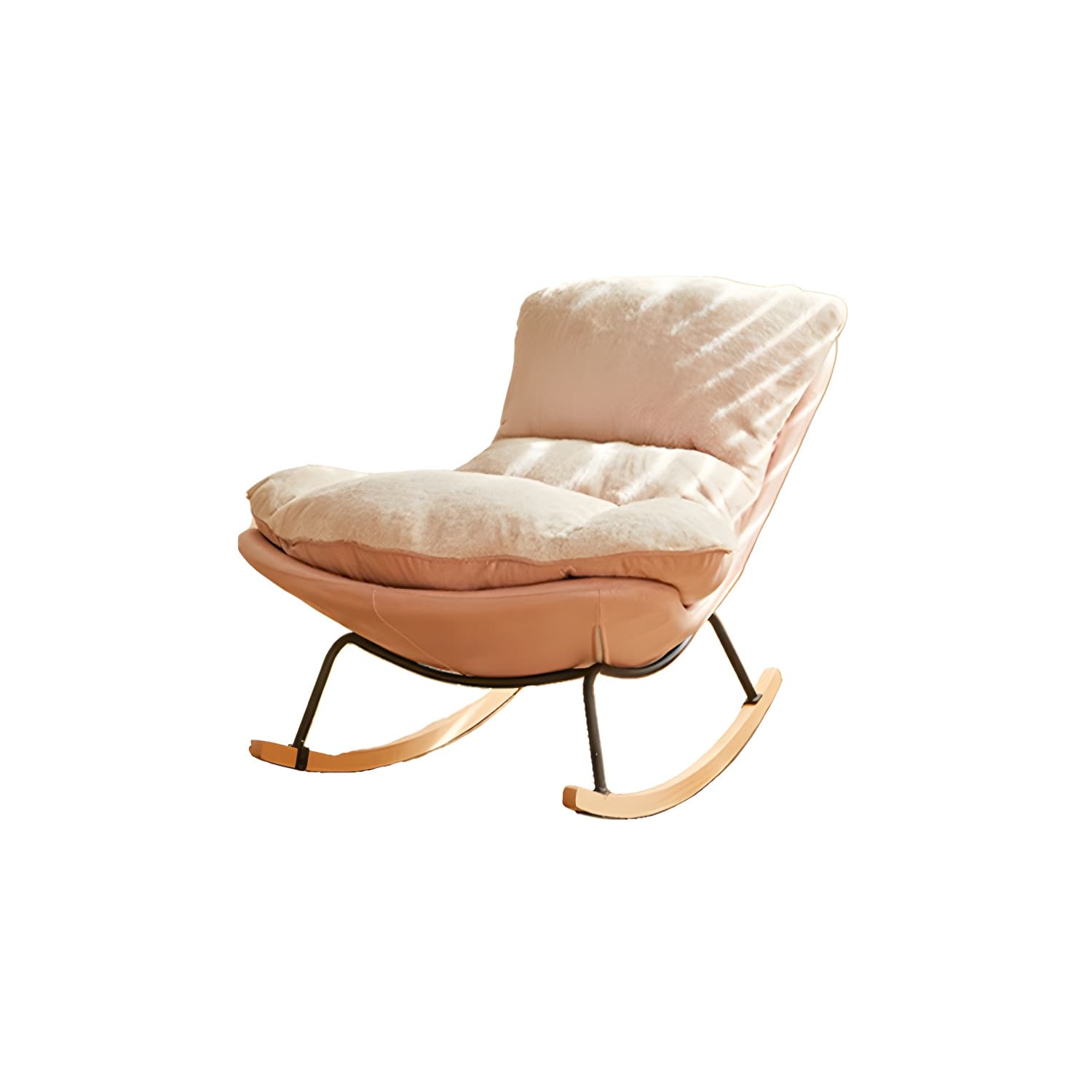 Stylish and Comfortable Modern Upholstered Rocking Chair with Natural Wood Legs - image 14